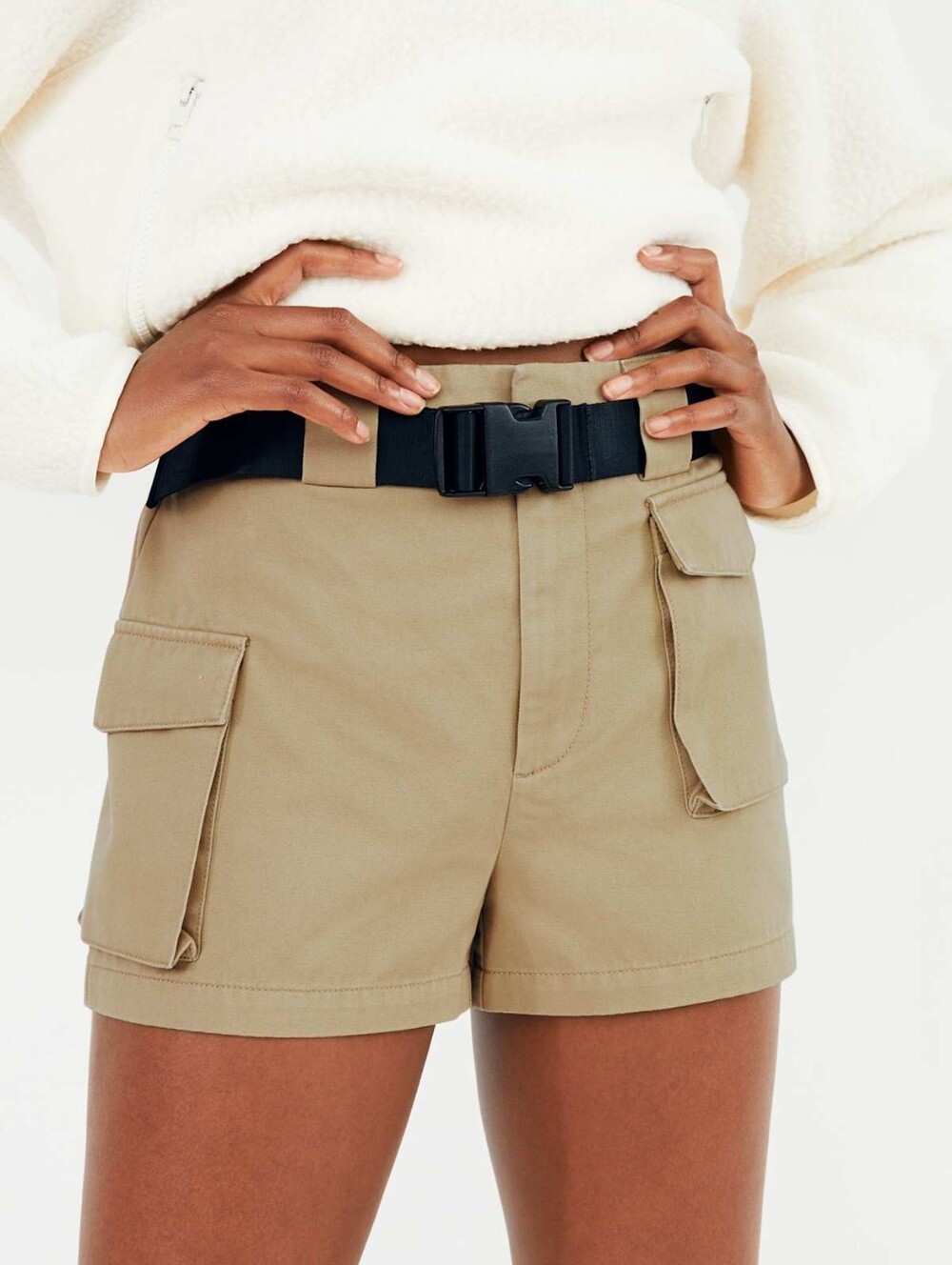 Tna Aritzia Cargo 3" Shorts High Waisted Khaki Womens Size XS Cotton Twill